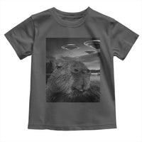 Funny Graphic Capybara Selfie with UFOs Weird Toddler T Shirt