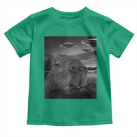 Funny Graphic Capybara Selfie with UFOs Weird Toddler T Shirt