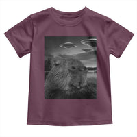 Funny Graphic Capybara Selfie with UFOs Weird Toddler T Shirt