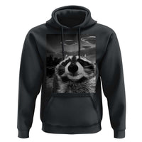Funny Graphic Racoon Selfie with UFOs Weird Hoodie Funny Graphic Racoon Selfie with UFOs Weird