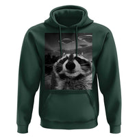 Funny Graphic Racoon Selfie with UFOs Weird Hoodie Funny Graphic Racoon Selfie with UFOs Weird