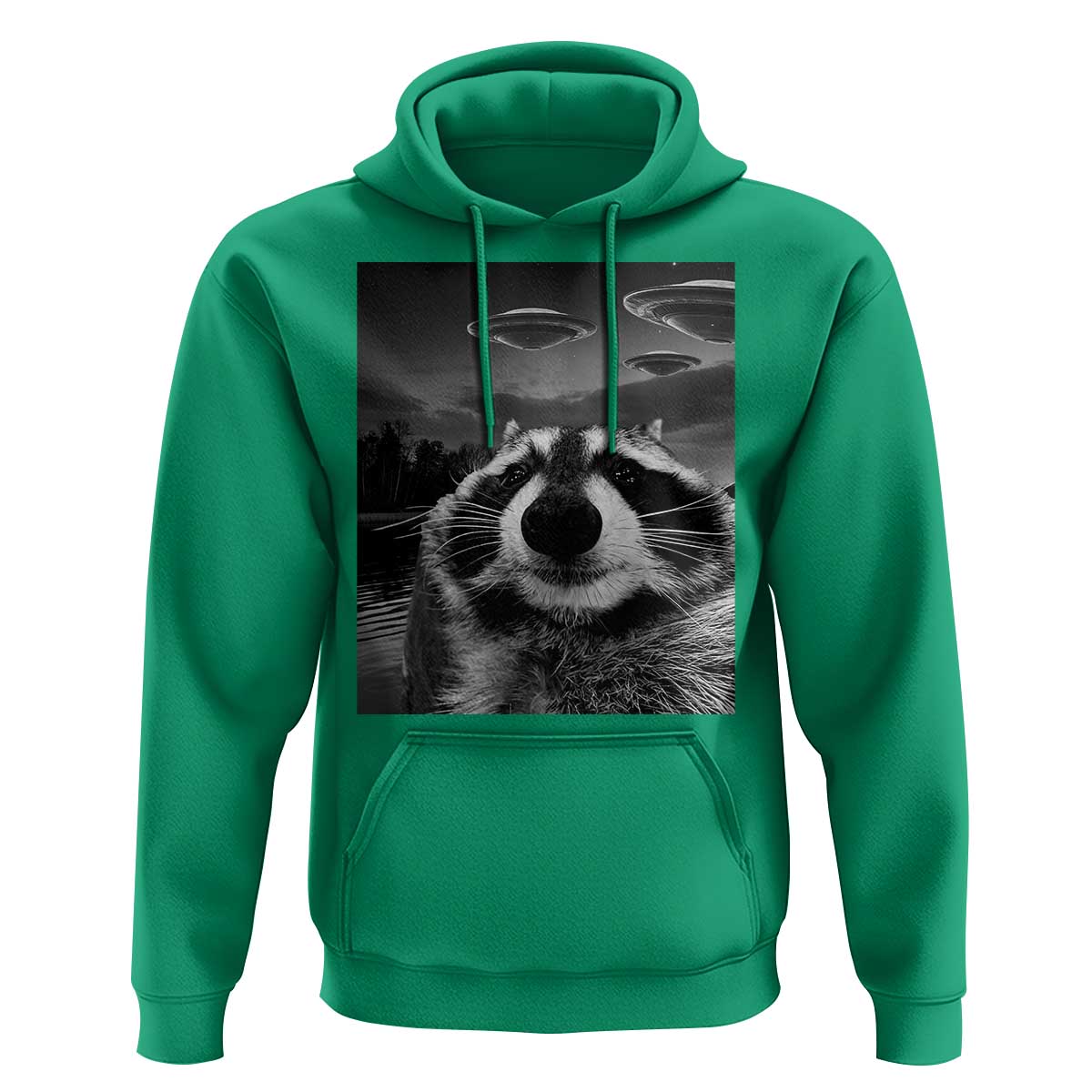 Funny Graphic Racoon Selfie with UFOs Weird Hoodie Funny Graphic Racoon Selfie with UFOs Weird