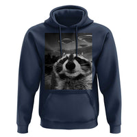 Funny Graphic Racoon Selfie with UFOs Weird Hoodie Funny Graphic Racoon Selfie with UFOs Weird