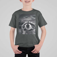 Funny Graphic Racoon Selfie with UFOs Weird T Shirt For Kid - Wonder Print Shop