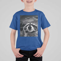 Funny Graphic Racoon Selfie with UFOs Weird T Shirt For Kid - Wonder Print Shop