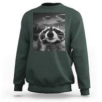 Funny Graphic Racoon Selfie with UFOs Weird Sweatshirt - Wonder Print Shop