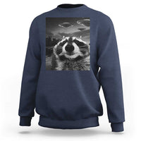 Funny Graphic Racoon Selfie with UFOs Weird Sweatshirt - Wonder Print Shop