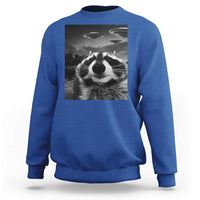 Funny Graphic Racoon Selfie with UFOs Weird Sweatshirt - Wonder Print Shop