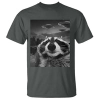 Funny Graphic Racoon Selfie with UFOs Weird T Shirt - Wonder Print Shop