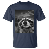 Funny Graphic Racoon Selfie with UFOs Weird T Shirt - Wonder Print Shop
