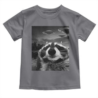 Funny Graphic Racoon Selfie with UFOs Weird Toddler T Shirt