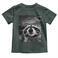 Funny Graphic Racoon Selfie with UFOs Weird Toddler T Shirt