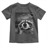 Funny Graphic Racoon Selfie with UFOs Weird Toddler T Shirt