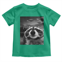 Funny Graphic Racoon Selfie with UFOs Weird Toddler T Shirt