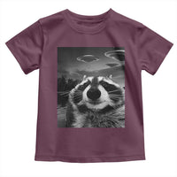 Funny Graphic Racoon Selfie with UFOs Weird Toddler T Shirt