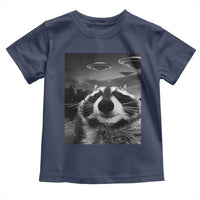 Funny Graphic Racoon Selfie with UFOs Weird Toddler T Shirt