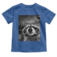 Funny Graphic Racoon Selfie with UFOs Weird Toddler T Shirt
