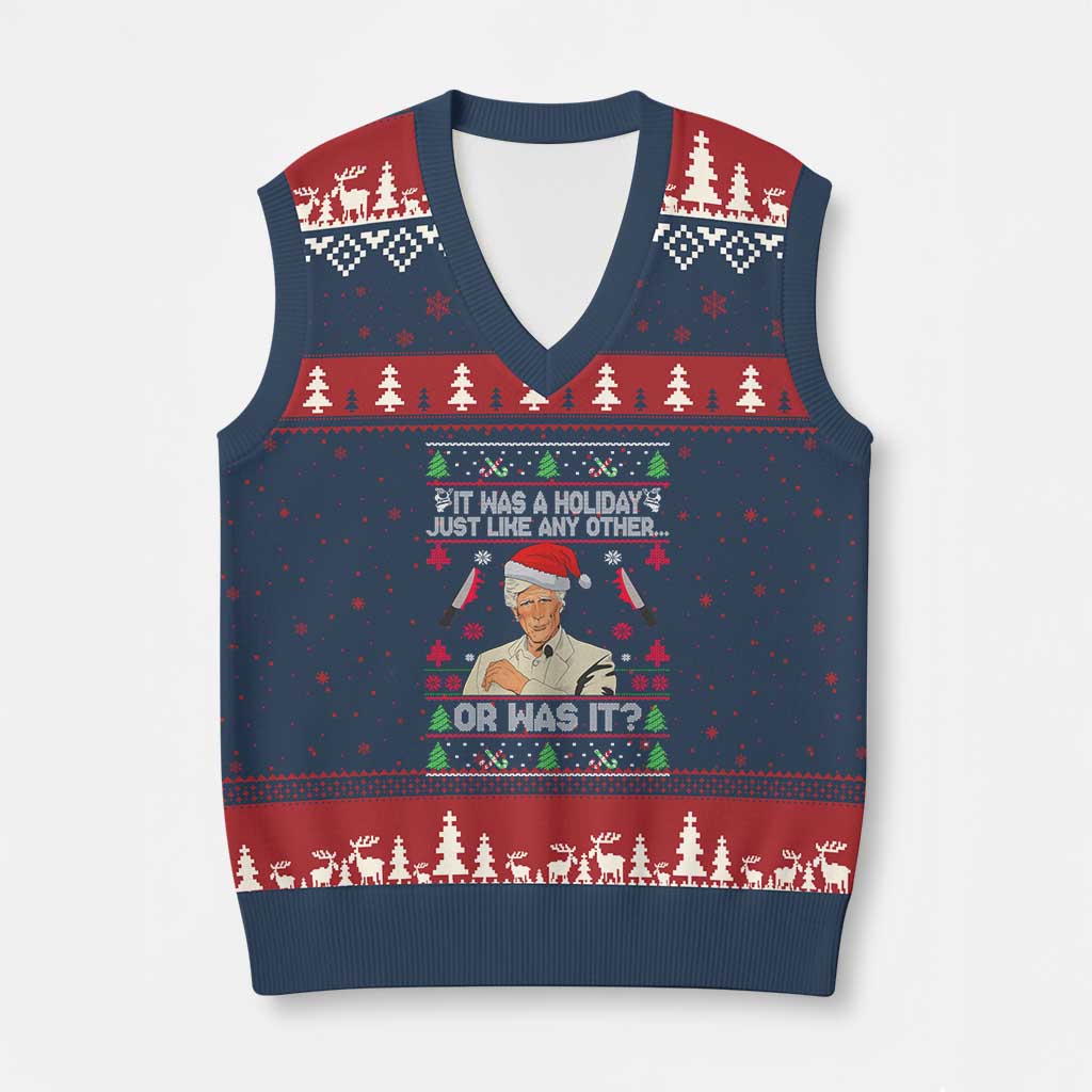 True Crime Ugly Xmas V-Neck Knit Sweater Vest Funny Holiday Xmas Party - Wonder Print Shop