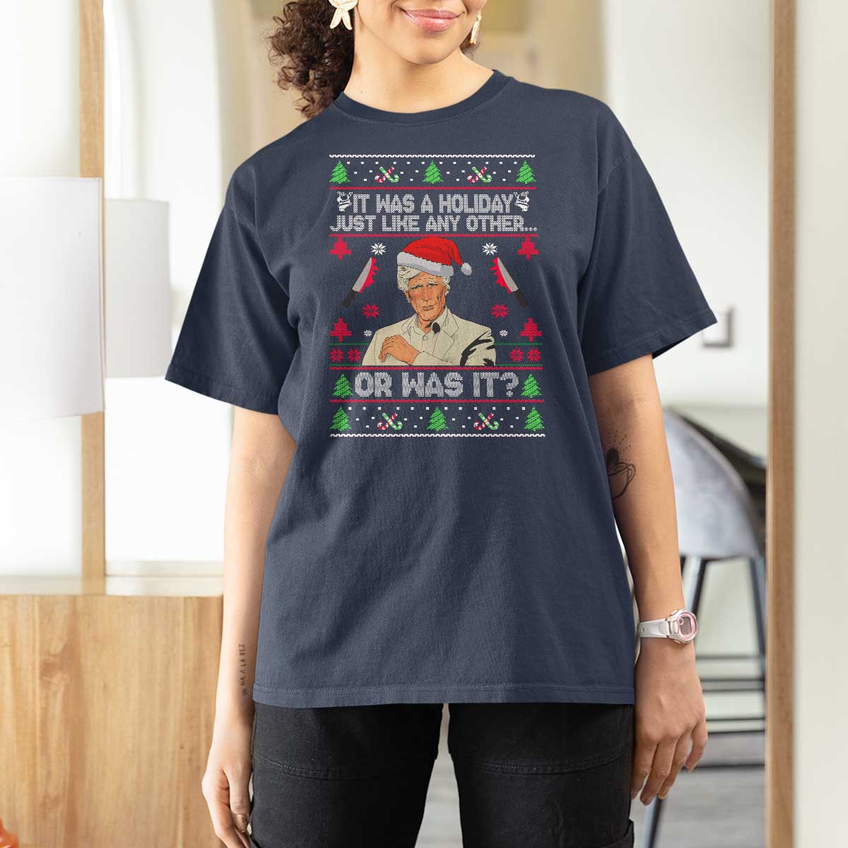 True Crime Ugly Christmas T Shirt For Women Funny Holiday Xmas Party - Wonder Print Shop