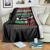 Crime Documentaries Ugly Christmas Throw Blanket Funny Horror Xmas Slaying Or Sleighing - Wonder Print Shop