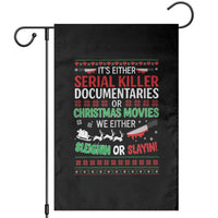 Crime Documentaries Ugly Christmas Garden Flag Funny Horror Xmas Slaying Or Sleighing - Wonder Print Shop