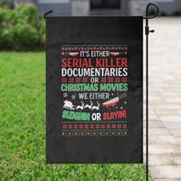 Crime Documentaries Ugly Christmas Garden Flag Funny Horror Xmas Slaying Or Sleighing - Wonder Print Shop