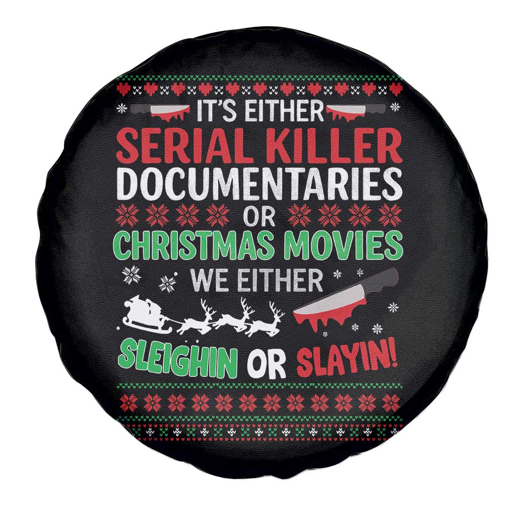 Crime Documentaries Ugly Christmas Spare Tire Cover Funny Horror Xmas Slaying Or Sleighing - Wonder Print Shop