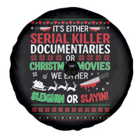 Crime Documentaries Ugly Christmas Spare Tire Cover Funny Horror Xmas Slaying Or Sleighing - Wonder Print Shop