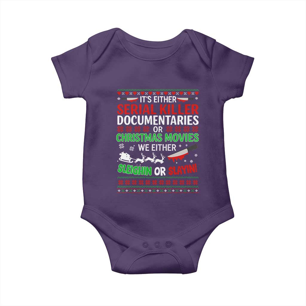 Crime Documentaries Ugly Christmas Baby Onesie Funny Horror Xmas Slaying Or Sleighing - Wonder Print Shop