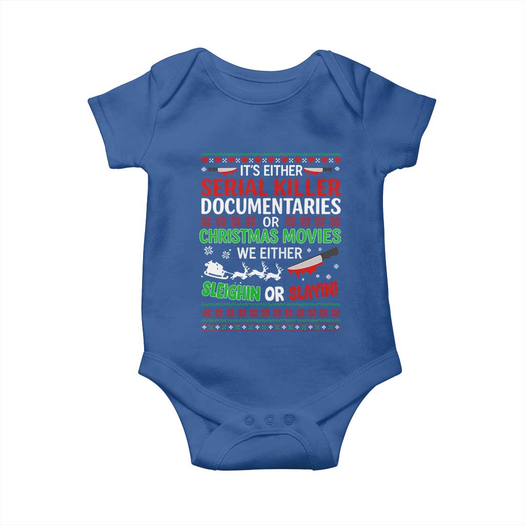 Crime Documentaries Ugly Christmas Baby Onesie Funny Horror Xmas Slaying Or Sleighing - Wonder Print Shop