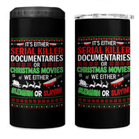 Crime Documentaries Ugly Christmas 4 in 1 Can Cooler Tumbler Funny Horror Xmas Slaying Or Sleighing - Wonder Print Shop