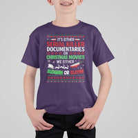 Crime Documentaries Ugly Christmas T Shirt For Kid Funny Horror Xmas Slaying Or Sleighing - Wonder Print Shop