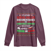 Crime Documentaries Ugly Christmas Long Sleeve Shirt Funny Horror Xmas Slaying Or Sleighing - Wonder Print Shop