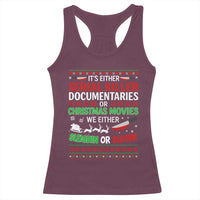 Crime Documentaries Ugly Christmas Racerback Tank Top Funny Horror Xmas Slaying Or Sleighing - Wonder Print Shop