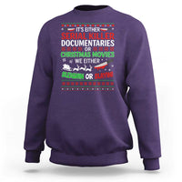 Crime Documentaries Ugly Christmas Sweatshirt Funny Horror Xmas Slaying Or Sleighing - Wonder Print Shop