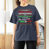 Crime Documentaries Ugly Christmas T Shirt For Women Funny Horror Xmas Slaying Or Sleighing - Wonder Print Shop