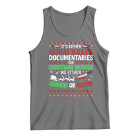 Crime Documentaries Ugly Christmas Tank Top Funny Horror Xmas Slaying Or Sleighing - Wonder Print Shop