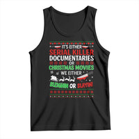 Crime Documentaries Ugly Christmas Tank Top Funny Horror Xmas Slaying Or Sleighing - Wonder Print Shop