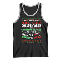 Crime Documentaries Ugly Christmas Tank Top Funny Horror Xmas Slaying Or Sleighing - Wonder Print Shop