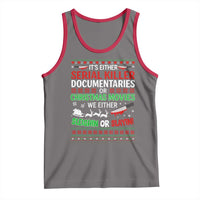 Crime Documentaries Ugly Christmas Tank Top Funny Horror Xmas Slaying Or Sleighing - Wonder Print Shop