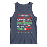 Crime Documentaries Ugly Christmas Tank Top Funny Horror Xmas Slaying Or Sleighing - Wonder Print Shop