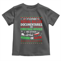 Crime Documentaries Ugly Christmas Toddler T Shirt Funny Horror Xmas Slaying Or Sleighing - Wonder Print Shop