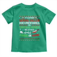 Crime Documentaries Ugly Christmas Toddler T Shirt Funny Horror Xmas Slaying Or Sleighing - Wonder Print Shop
