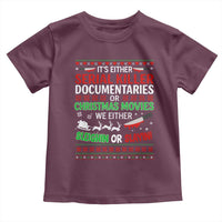 Crime Documentaries Ugly Christmas Toddler T Shirt Funny Horror Xmas Slaying Or Sleighing - Wonder Print Shop