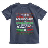 Crime Documentaries Ugly Christmas Toddler T Shirt Funny Horror Xmas Slaying Or Sleighing - Wonder Print Shop
