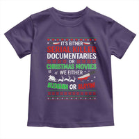 Crime Documentaries Ugly Christmas Toddler T Shirt Funny Horror Xmas Slaying Or Sleighing - Wonder Print Shop