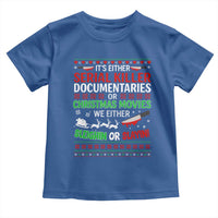 Crime Documentaries Ugly Christmas Toddler T Shirt Funny Horror Xmas Slaying Or Sleighing - Wonder Print Shop