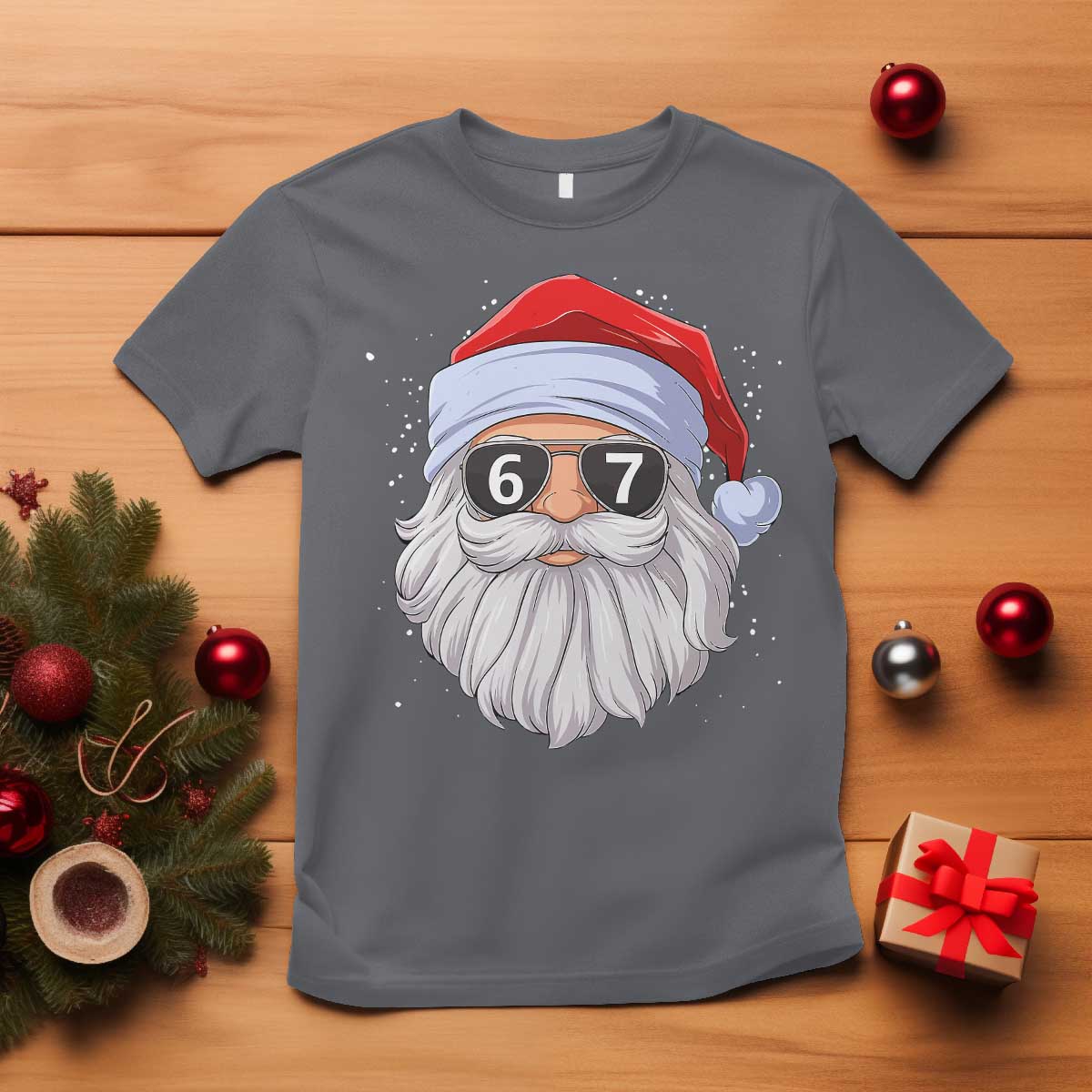 Six Seven 67 Christmas Meme T Shirt Funny Brainrot Santa Claus Gen Alpha Slang - Wonder Print Shop