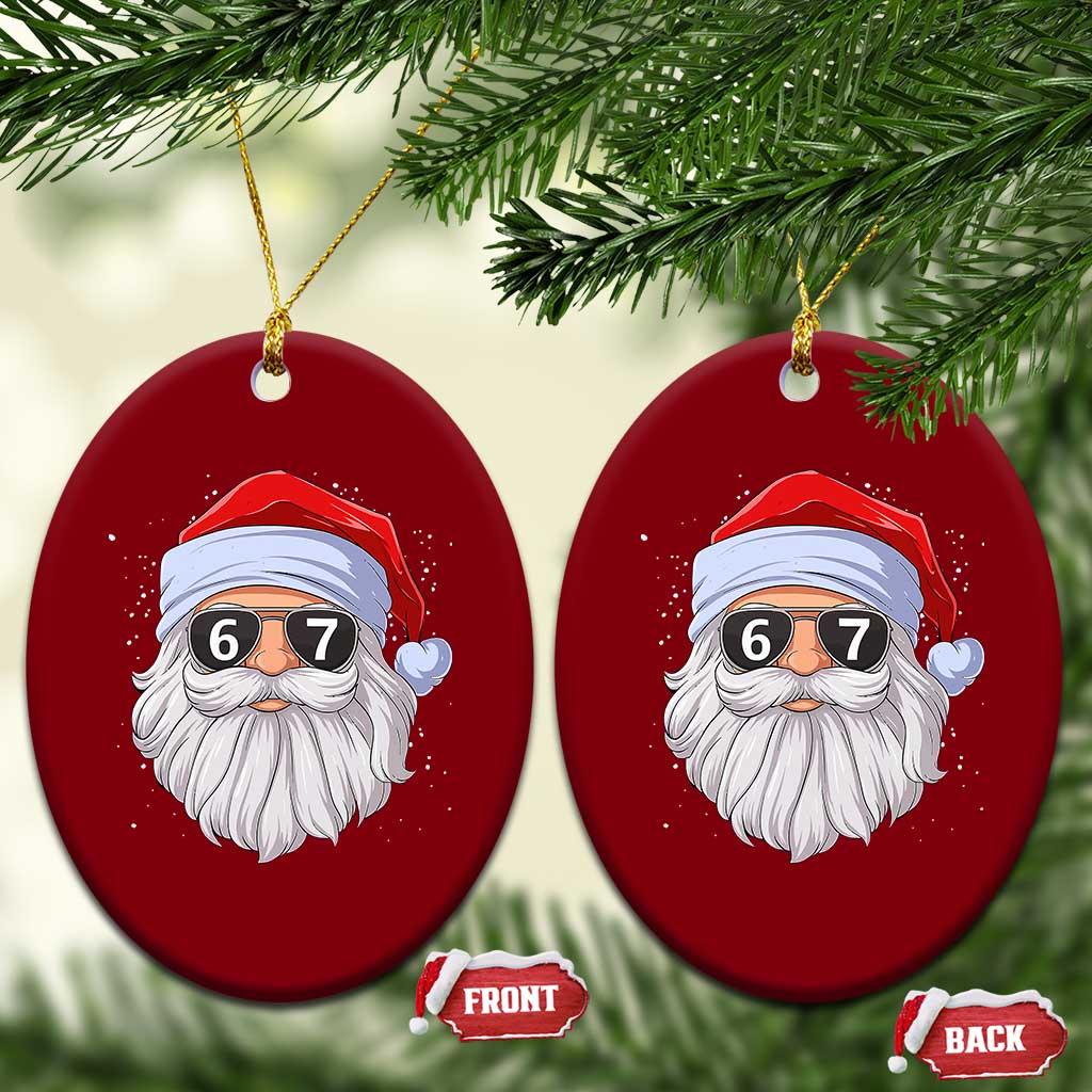 Six Seven 67 Christmas Meme Ceramic Ornament Funny Brainrot Santa Claus Gen Alpha Slang - Wonder Print Shop