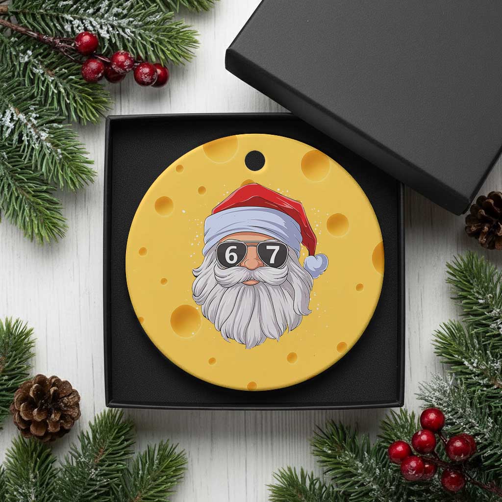 Six Seven 67 Christmas Meme Ceramic Ornament Funny Brainrot Santa Claus Gen Alpha Slang - Wonder Print Shop